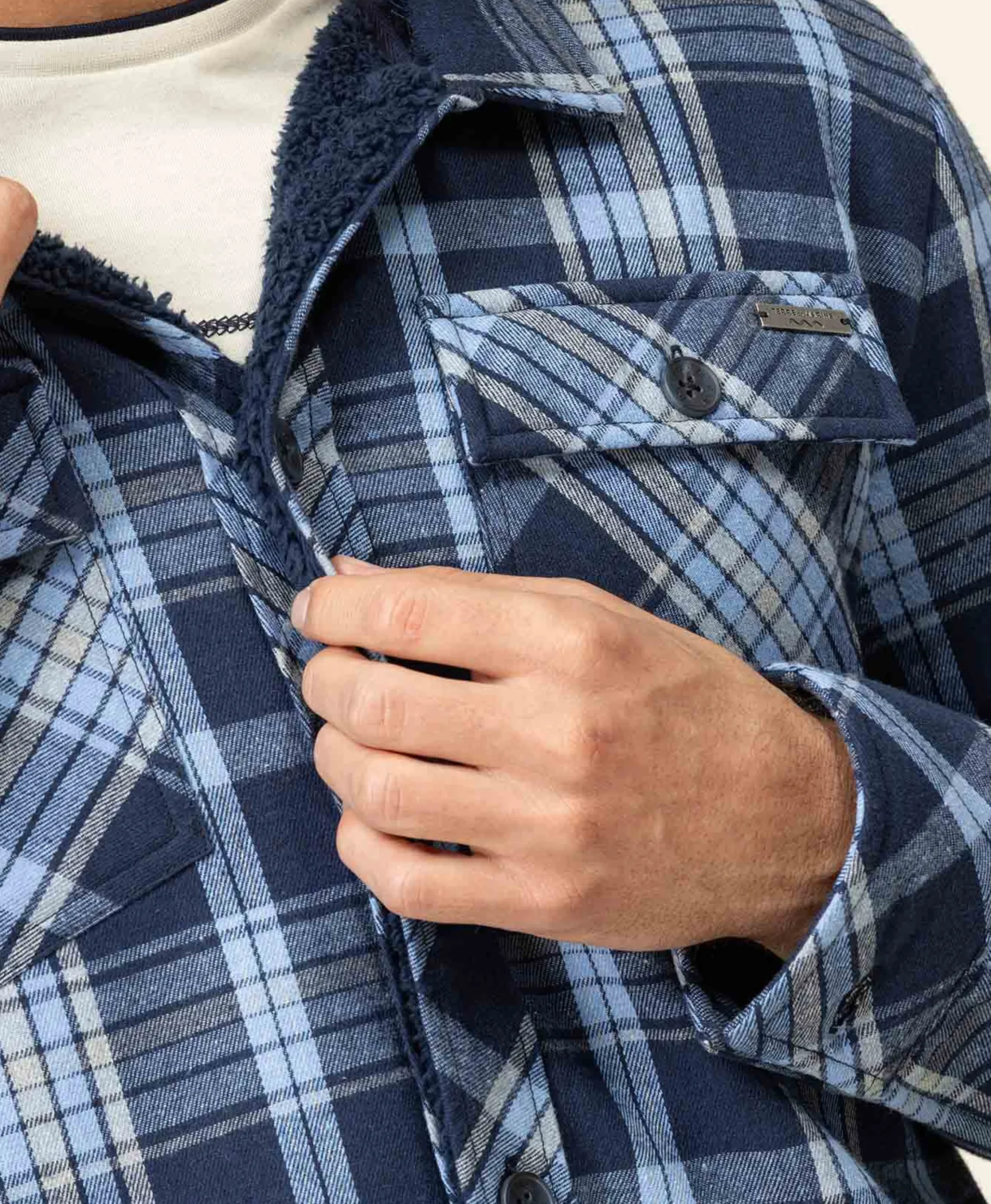 VESTE ML CARREAUX BLEU JARROT
