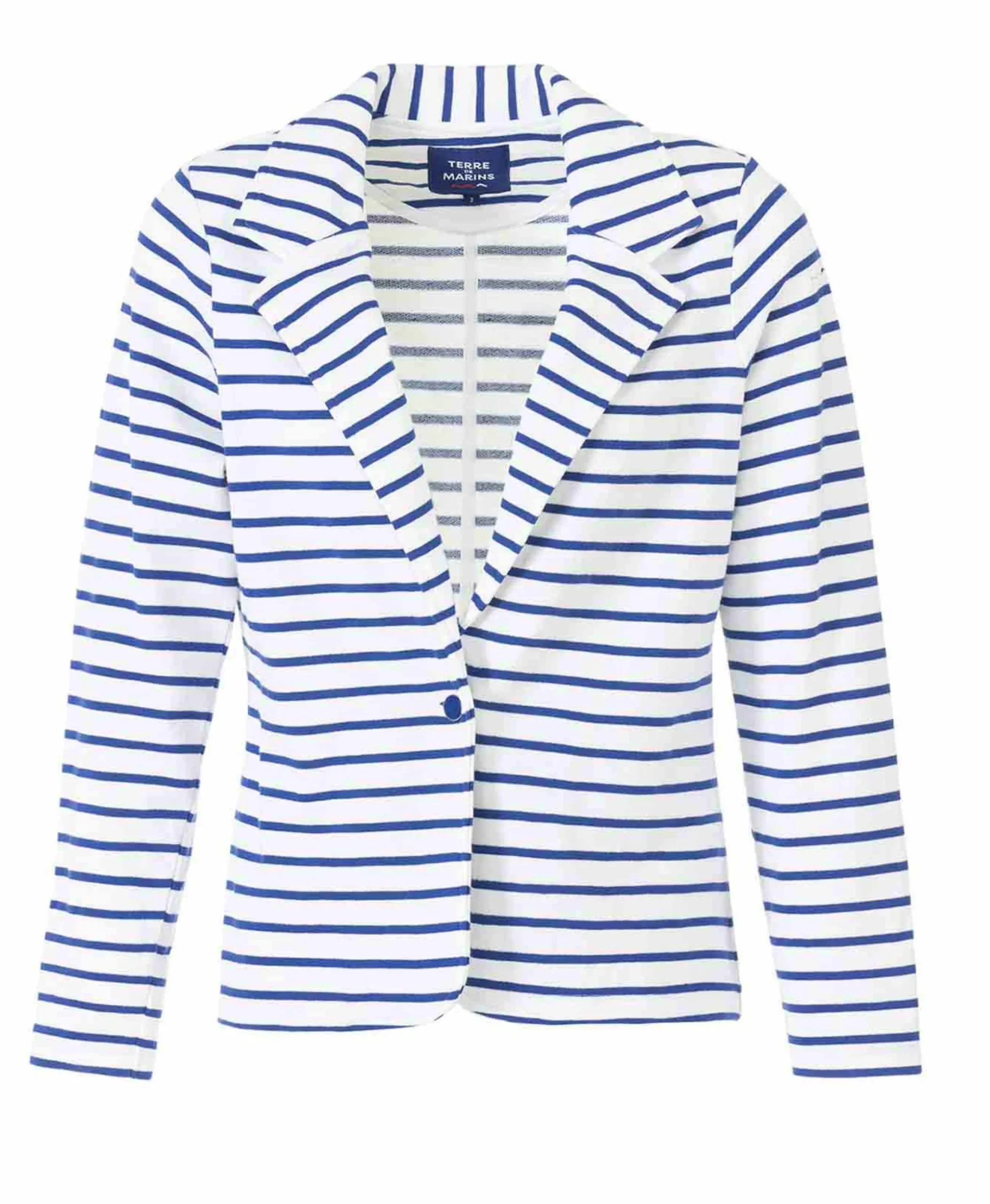 VESTE ML FOND BLANC OPTIC RAYE BLEU JACANA