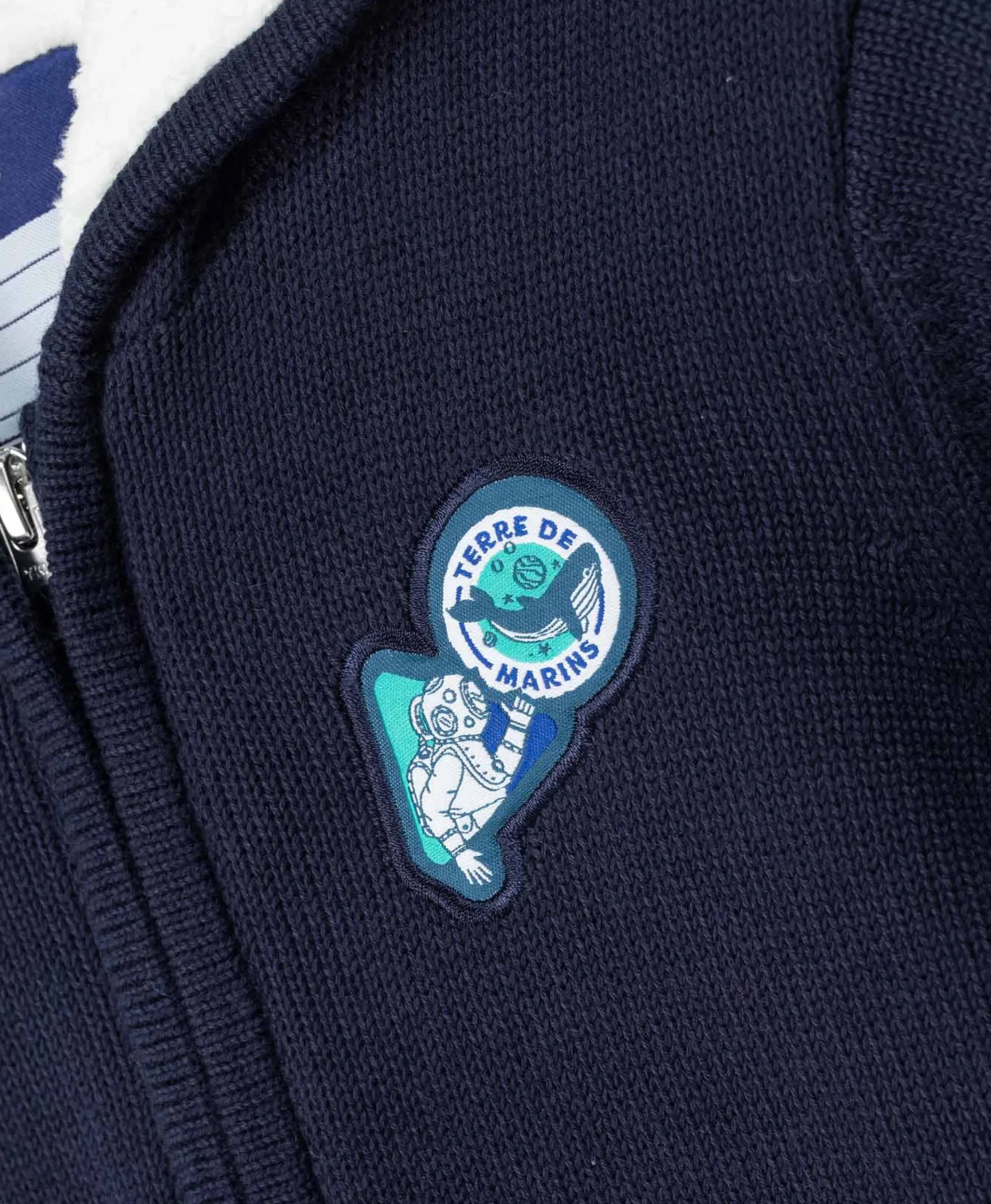 VESTE TRICOT DOUBLEE BLEU ENCRE BIDIDO