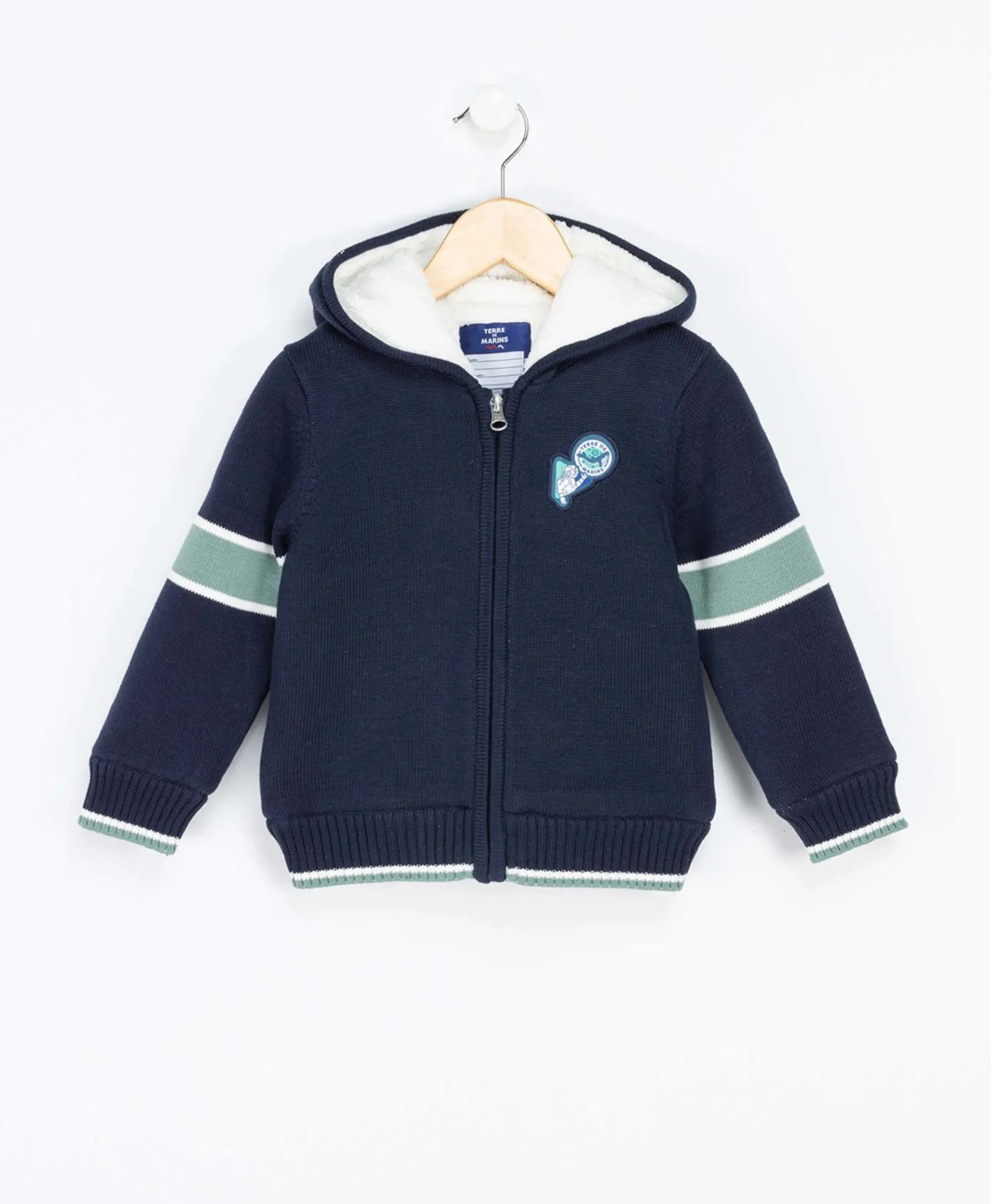 VESTE TRICOT DOUBLEE BLEU ENCRE BIDIDO